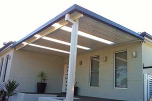 colorbond flat roof awning front of house